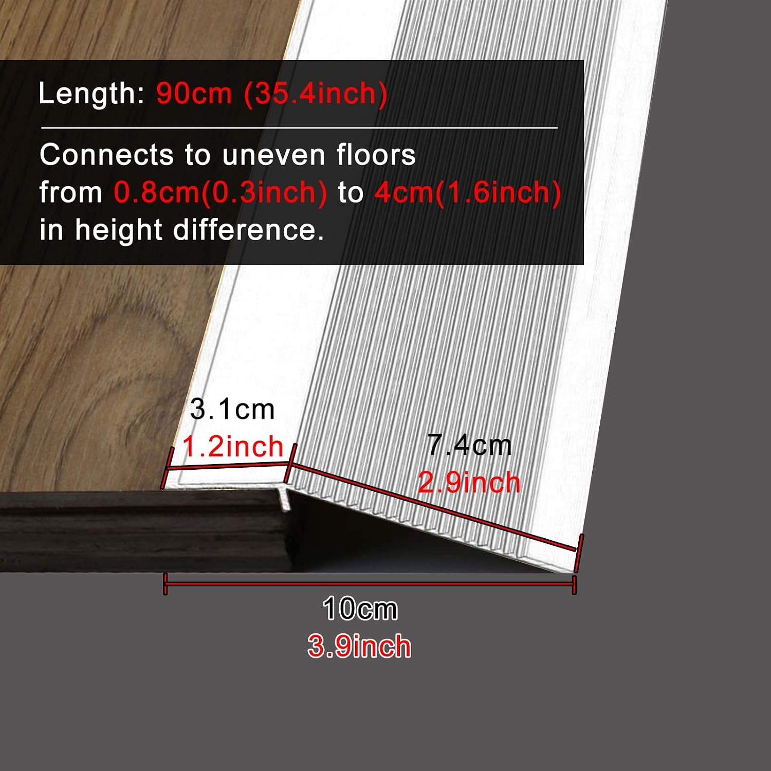 4 Inch Wide Transition Strip Wood to Tile, Smooth Transition Aluminum Alloy Threshold Strips for Doorways, Door, Carpet Trim, Cuttable& Can Customize (Color : Rose Gold)