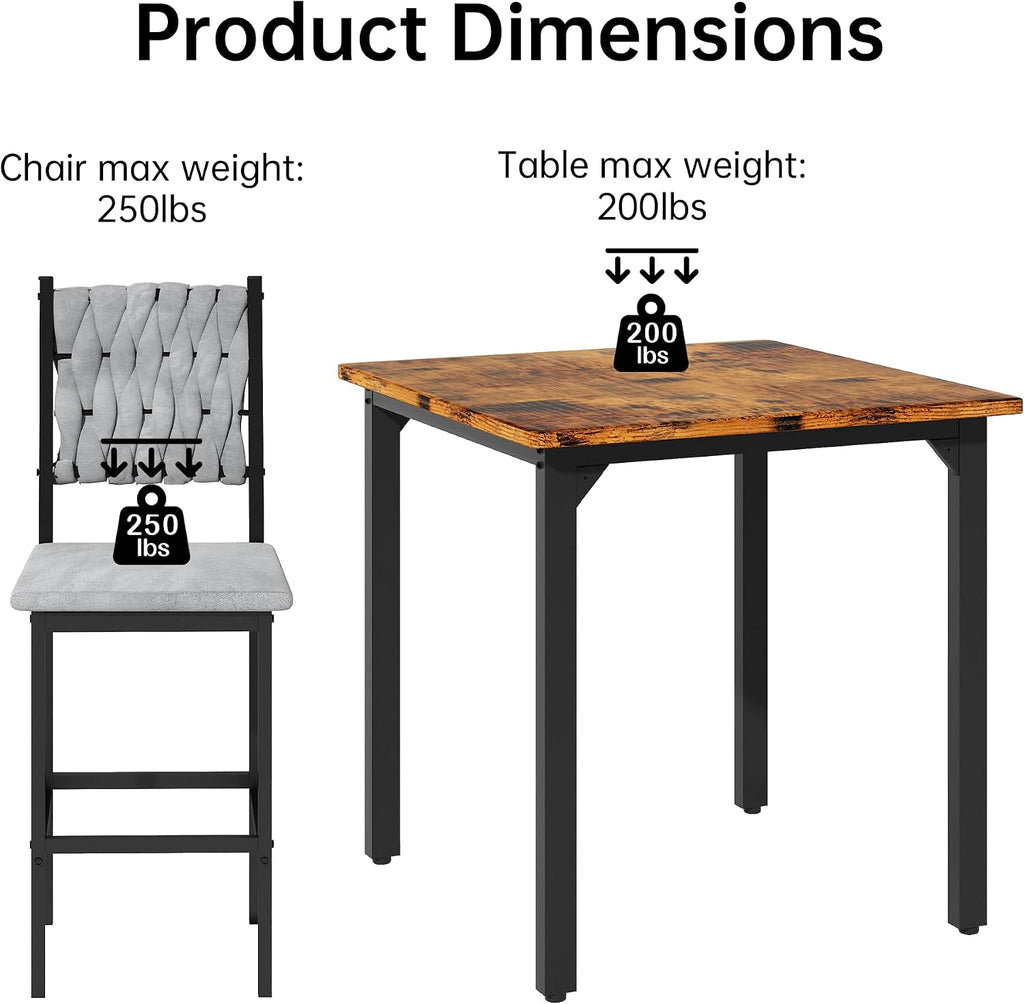 AWQM 5-Piece Dining Table Set, Dining Table Set for 4, Counter Height Table & 4 Velvet Bar Stools, Modern Kitchen Dining Set, Compact Dining Set for Small Spaces (Walnut Color & Velvet Chairs)