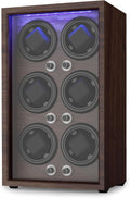Watch Winder for Automatic Watches,Wooden Watch Rotating Case with LED Light,4 Rotation Modes,Elastic Watch Pillows Quiet Mabuchi Motor