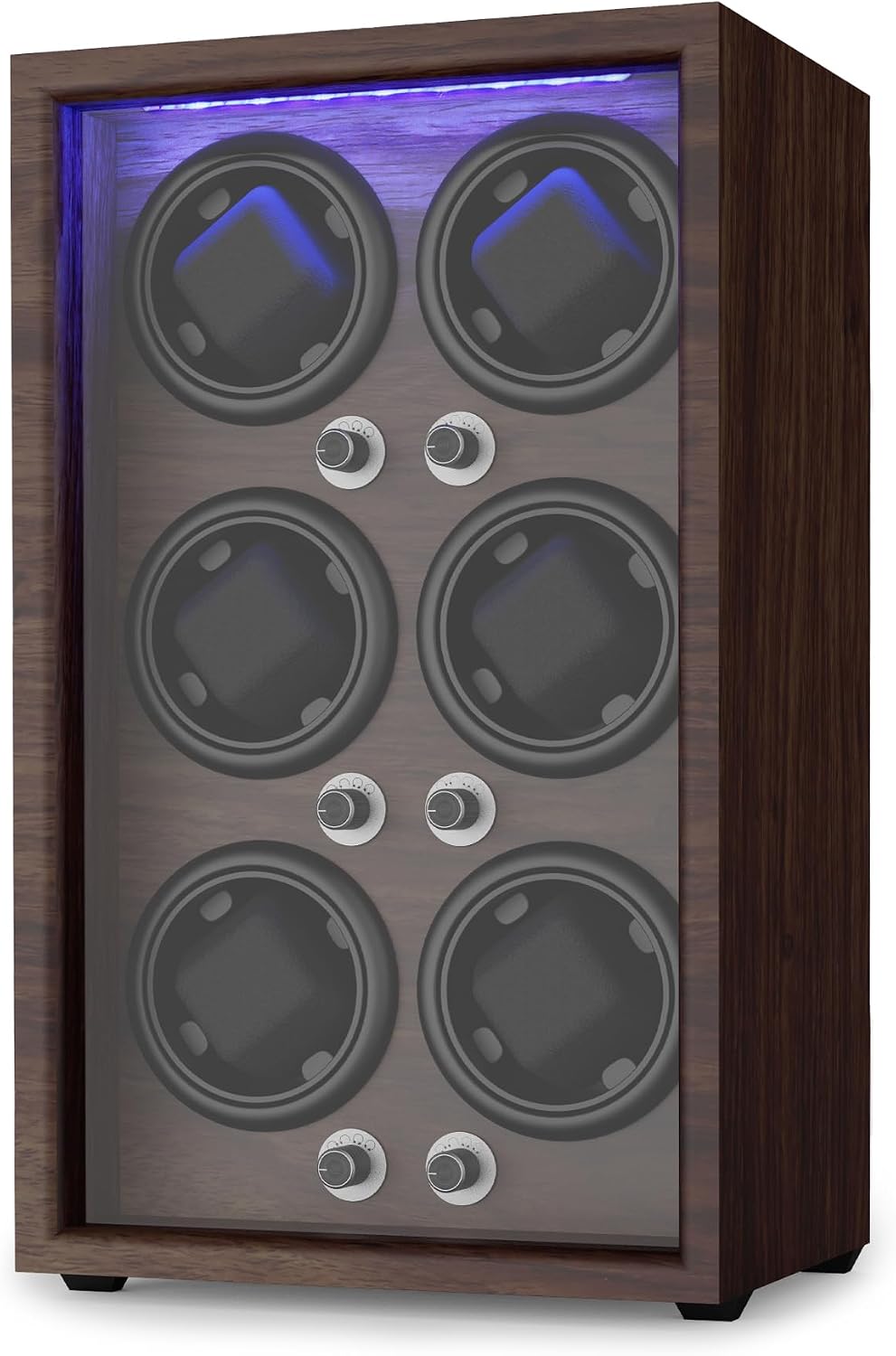 Watch Winder for Automatic Watches,Wooden Watch Rotating Case with LED Light,4 Rotation Modes,Elastic Watch Pillows Quiet Mabuchi Motor