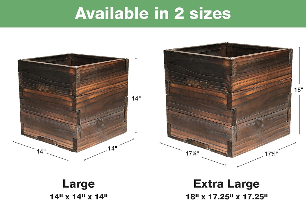 Extra Large Decorative Wooden Planter with Universal Pole Support for String Light Poles, Umbrellas, Bird Feeders. Solid Wood Outdoor Garden Patio Box for Plants or Flowers, 17'x17'x18', Brown