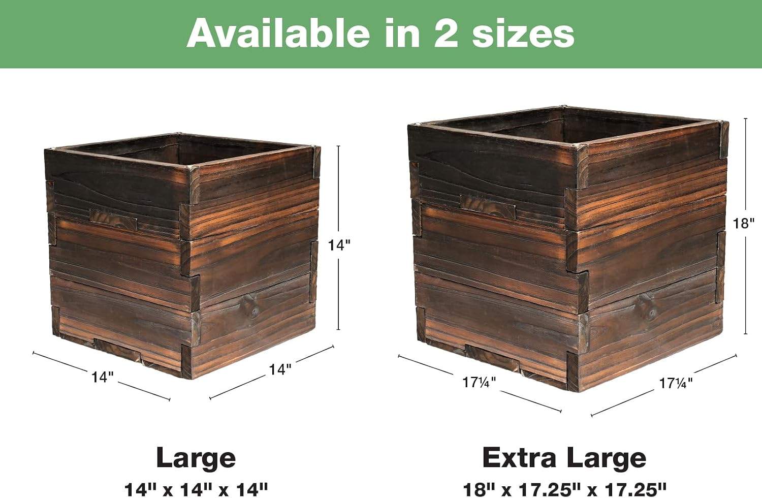 Extra Large Decorative Wooden Planter with Universal Pole Support for String Light Poles, Umbrellas, Bird Feeders. Solid Wood Outdoor Garden Patio Box for Plants or Flowers, 17'x17'x18', Brown