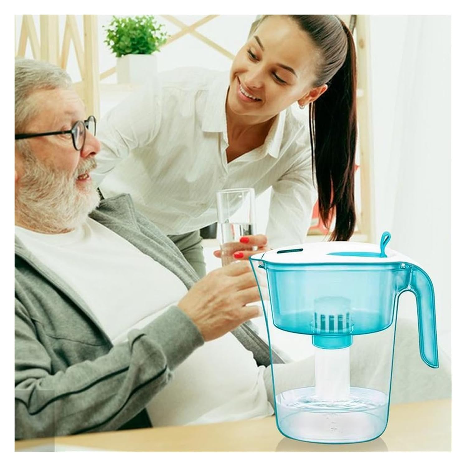 Home Water Filter Pitcher Water Filter Pitcher Water Filter Dispenser Countertop with Filter Change Indicator Domestic Quick Fill-Up Water Kettle for (Color : 4.2L)