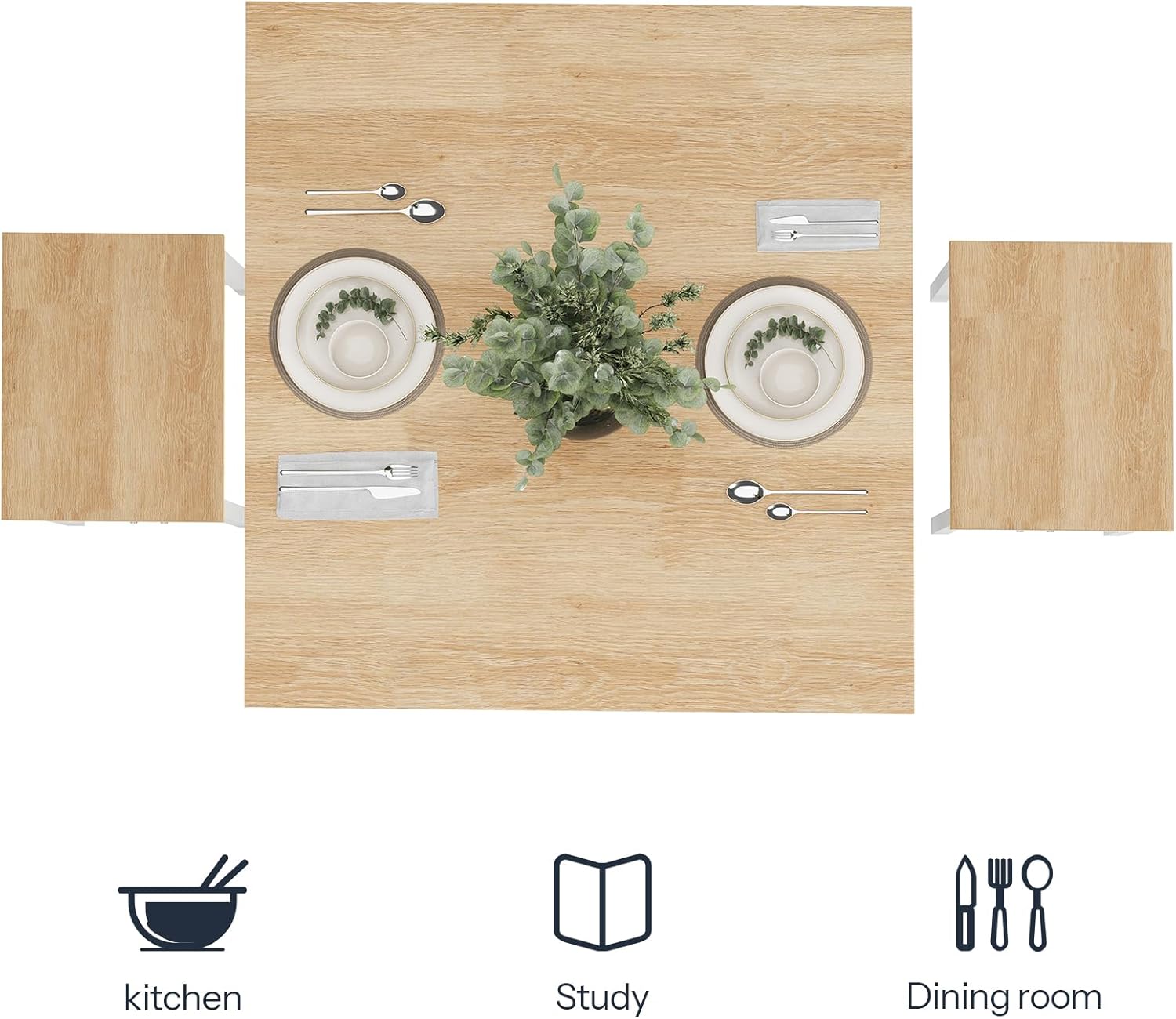 HOOBRO 3-Piece Industrial Dining Table Set, Kitchen Table, Space Saving Dinette for Kitchen, Dining Room, Small Space, Breakfast Nook, Living Room, Party, Natural and White WN75CZ01G1