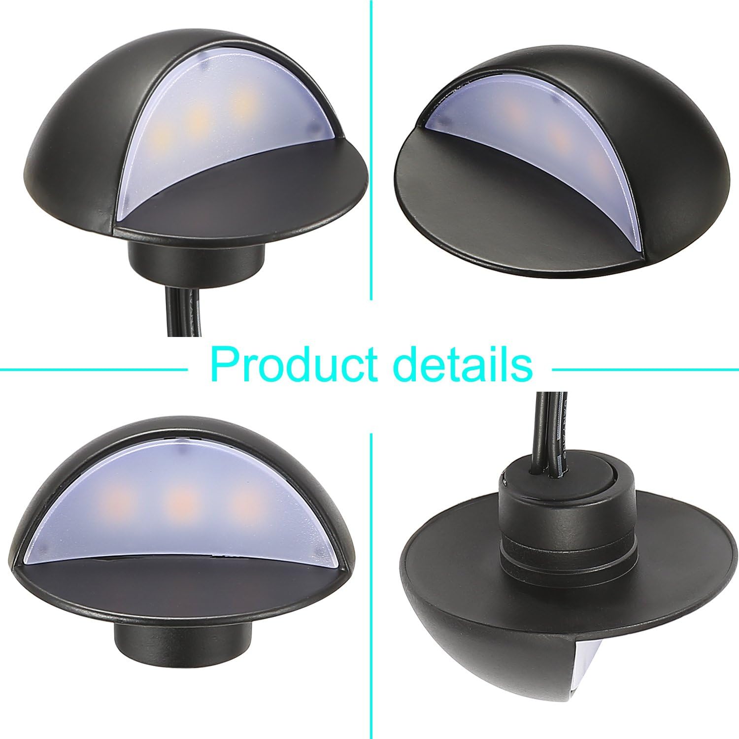 LED Deck Lights Kit, Pack of 20 Low Voltage LED Step Stair Lights, Φ1.97 Outdoor Garden Yard Decoration Lamp Recessed Landscape Pathway Step Stair Warm White LED Lighting, Black