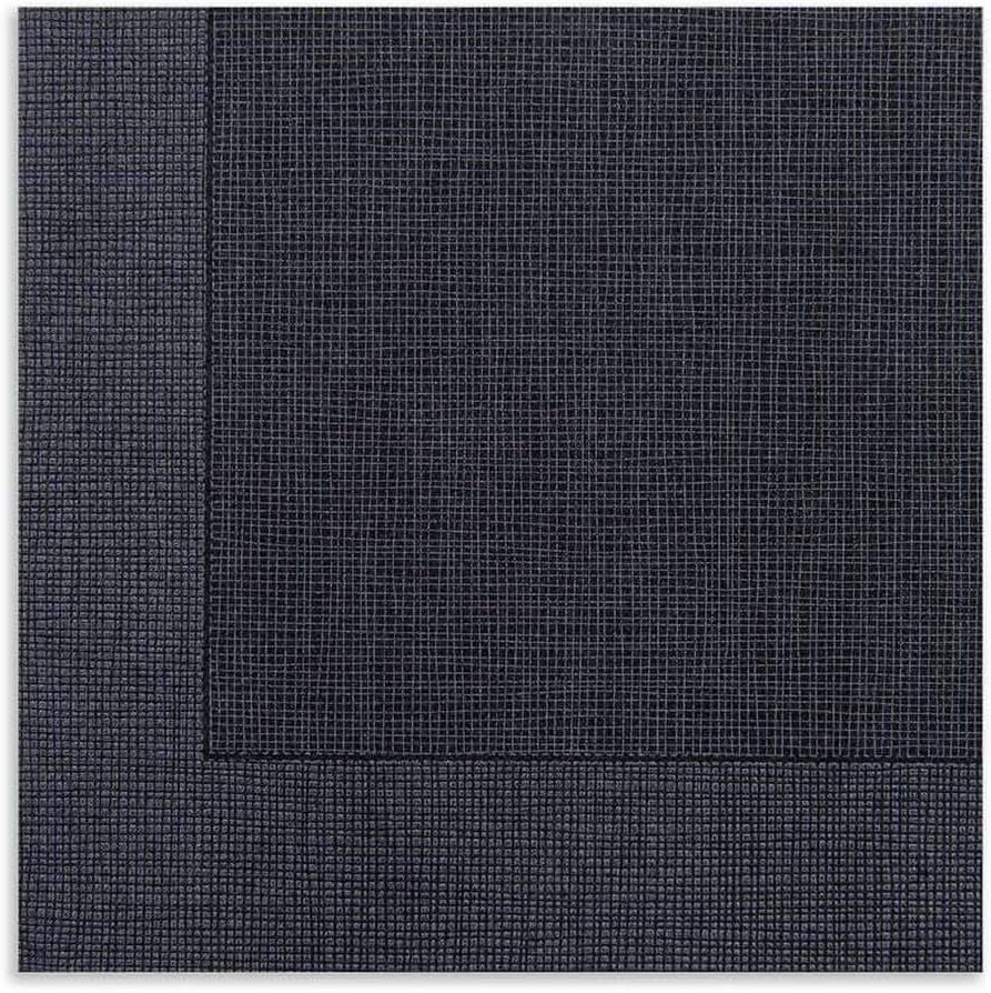 Restaurantware Luxenap 15.75 Inch Disposable Napkins 600 Soft Linen Like Napkins - Absorbent Air Laid Black With White Threads Paper Cloth Like Napkins Pre-folded For Dinner Party Guests