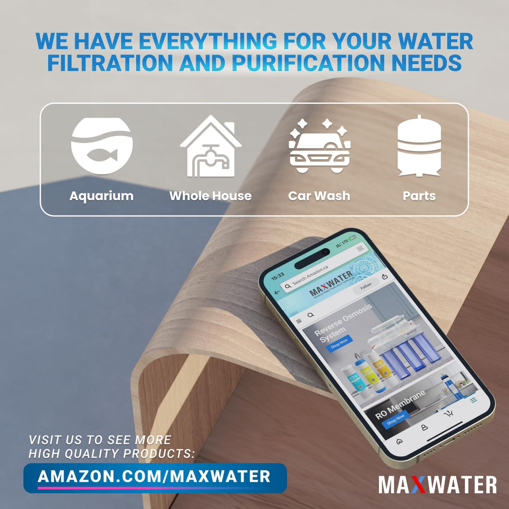Max Water 3 Stage (Good for City Water) 10 inch Standard Water Filtration System for Whole House - Sediment + GAC + CTO Post Carbon - ¾ Inlet/Outlet - Model : WH-SC2