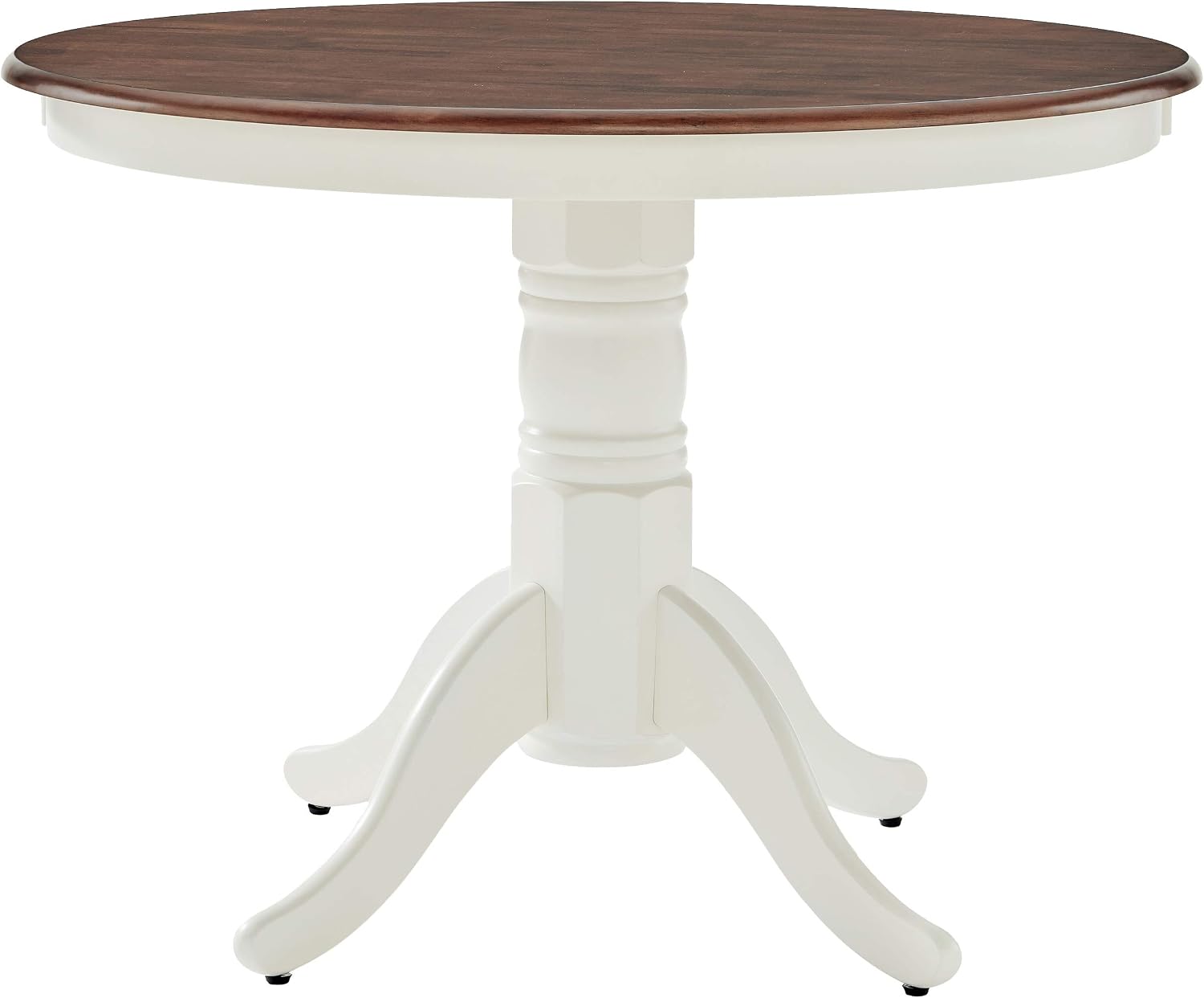 Crosley Furniture Shelby Traditional Round Wood Dining Room Table, Distressed White