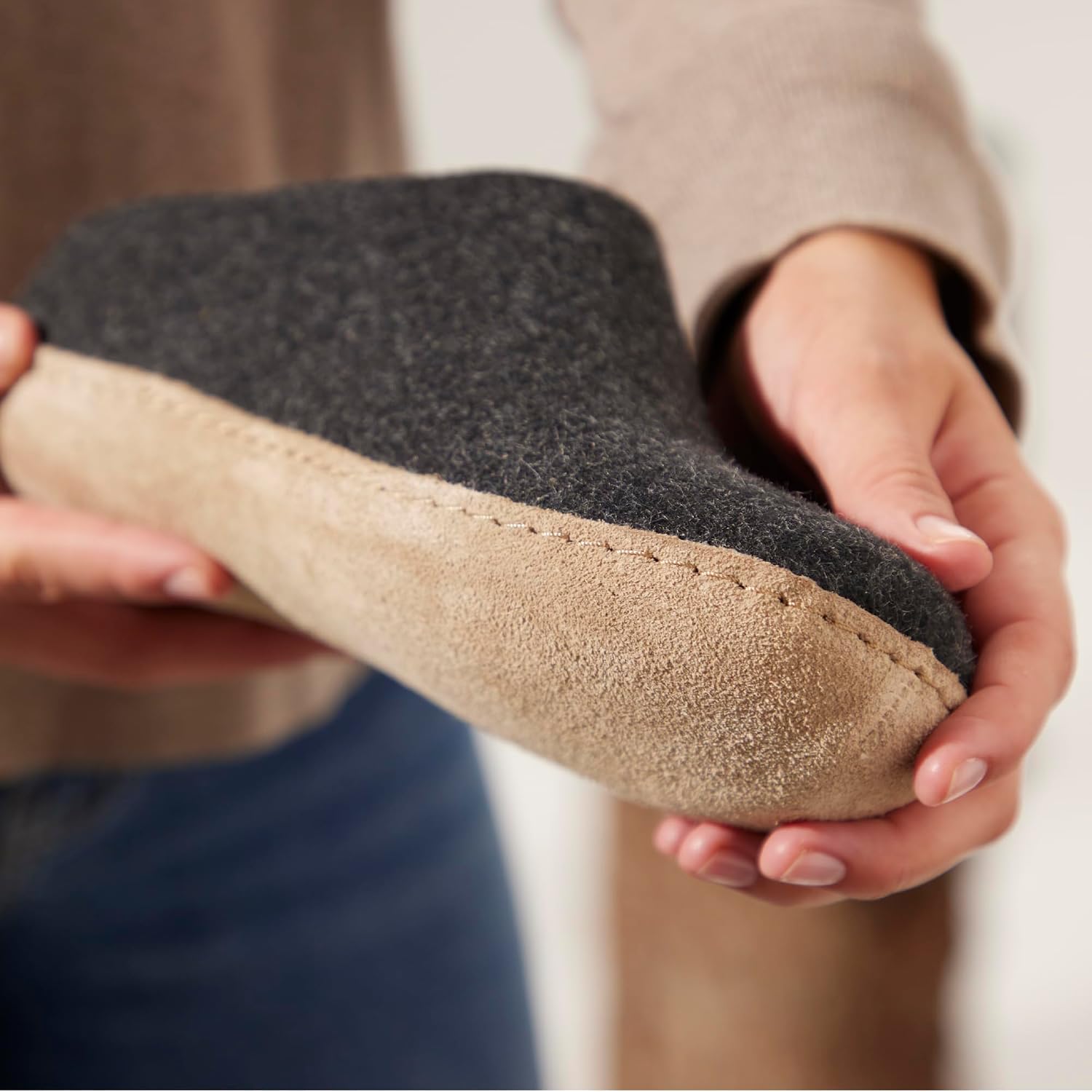 Glerups 100% quality wool mix Slipper with leather sole - Unisex Slip-on
