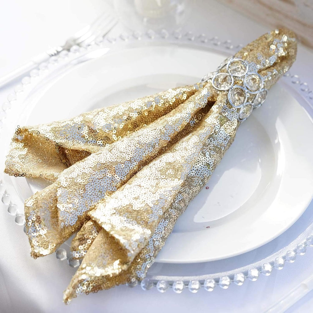 50 pcs 20-Inch Champagne Sequins Napkins - for Wedding Party Restaurant Holiday Dinner