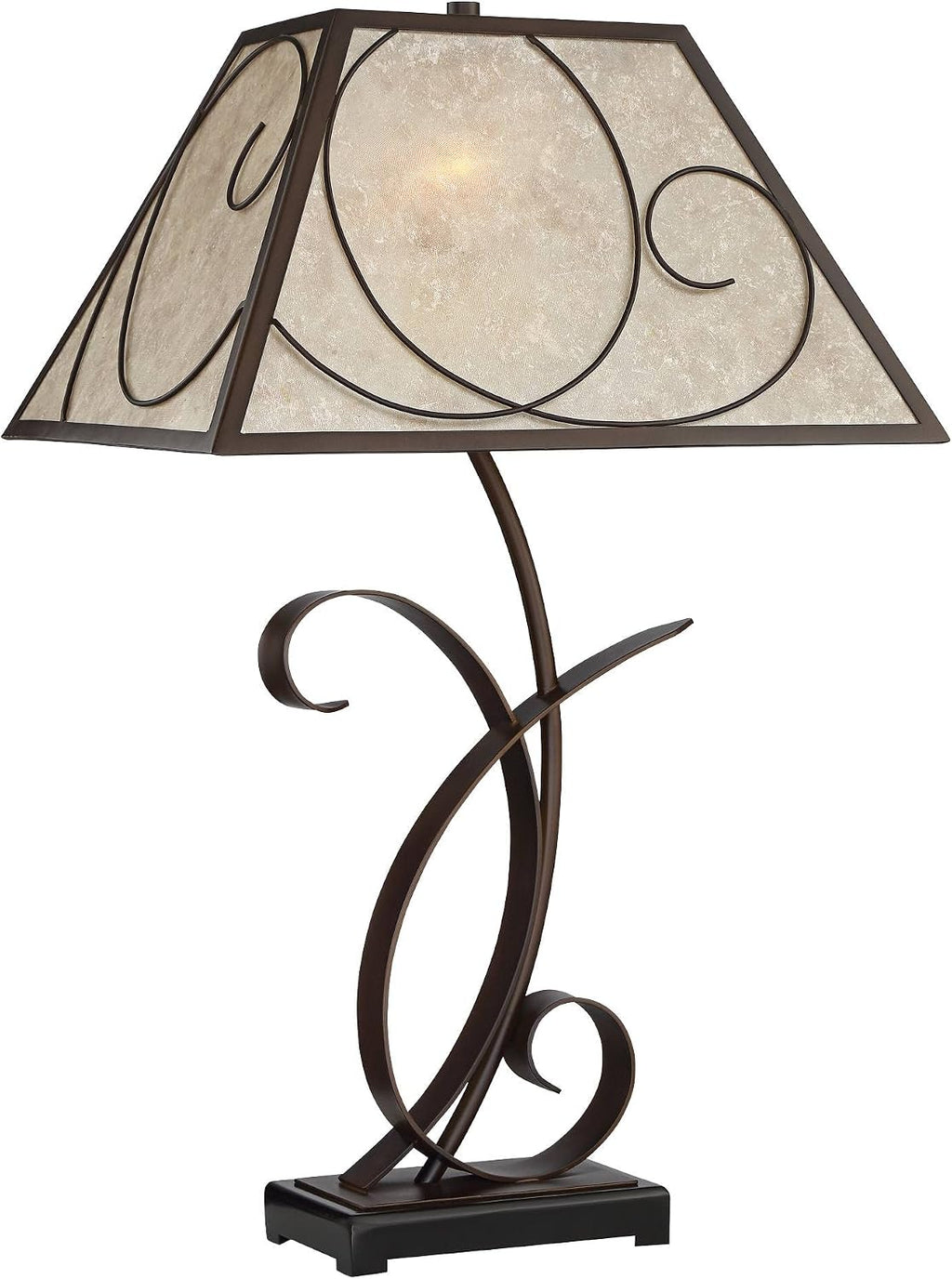 Franklin Iron Works Teri Rustic Farmhouse Country Cottage Core 3-Way Table Lamp 27' Tall with Dimmer and USB Charging Port Brown Metal Floral Light Mica Tapered Shade for Bedroom Living Room