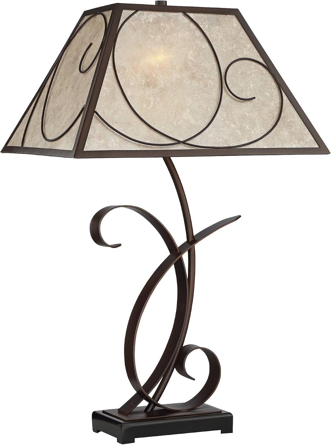 Franklin Iron Works Teri Rustic Farmhouse Country Cottage Core 3-Way Table Lamp 27' Tall with Dimmer and USB Charging Port Brown Metal Floral Light Mica Tapered Shade for Bedroom Living Room