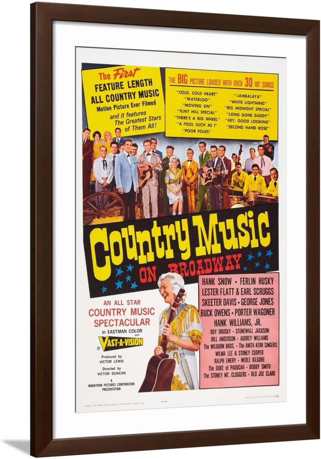 ART.COM Wall Art Print Country Music on Broadway on Brown Frame, 32' x 44'