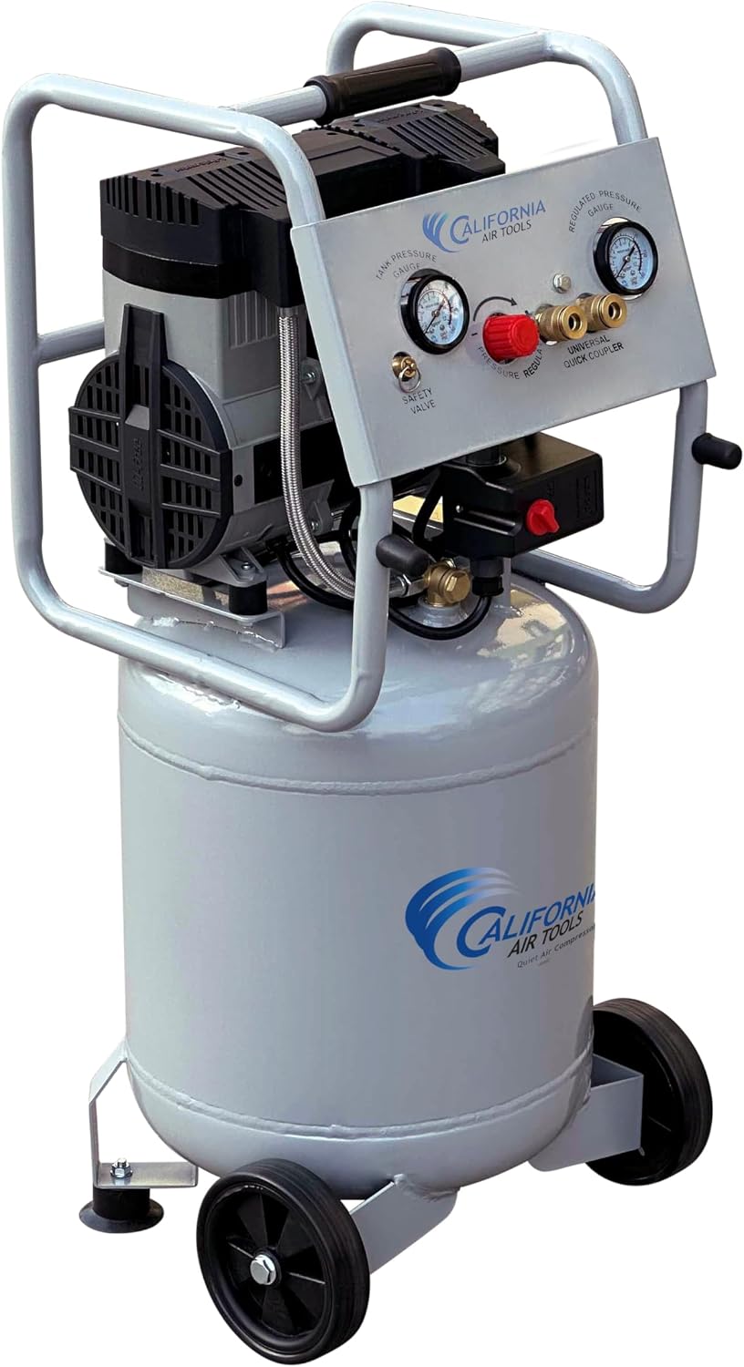 California Air Tools 10020C 2.0 HP Ultra Quiet and Oil-Free Air Compressor, 10 Gallon Steel Tank with Wheels, 70 dBA Noise Level