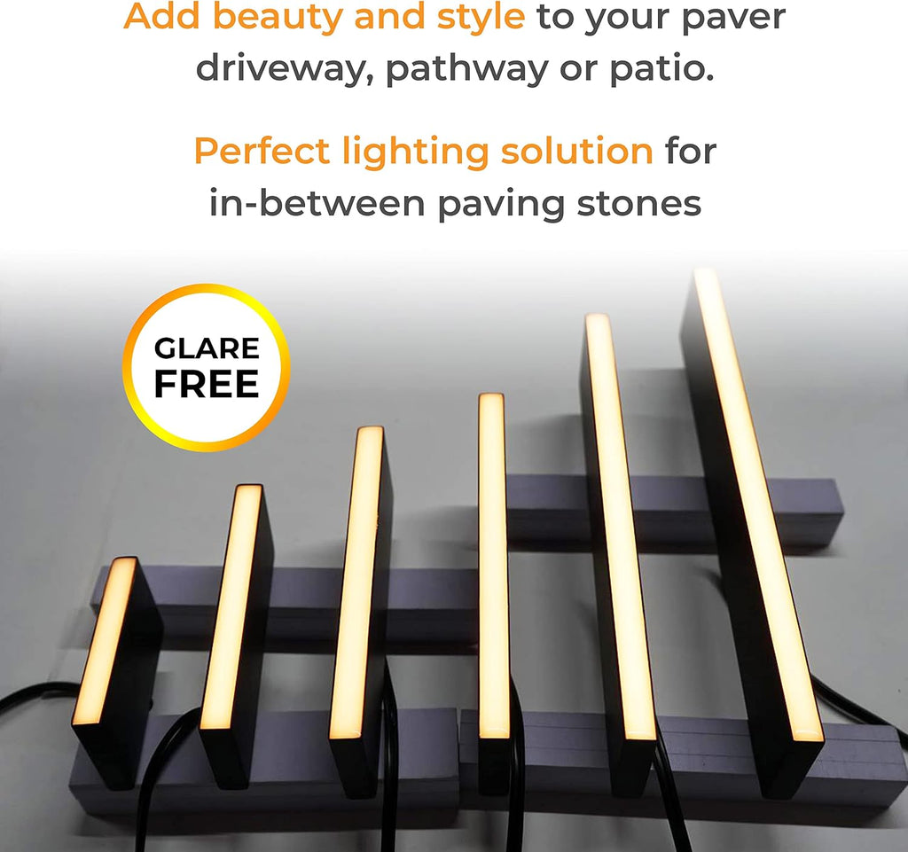 LUMENGY Slim Paver Light 0.5x9 Inch (0.55x8.85), for Driveway, Pathway, Walkway and Paver Borders, 2700K Glare-Free Linear Lighting, IP67 Waterproof, 12V, Drive-Over Rated, 12-Pack