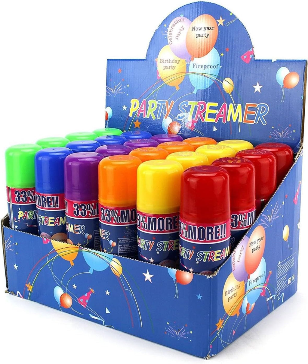 96 Pack of Party Streamer Spray String in a Can Children's Kid's Party Supplies,Birthday Party,New Year Party,Celebration, Perfect for Parties/Events