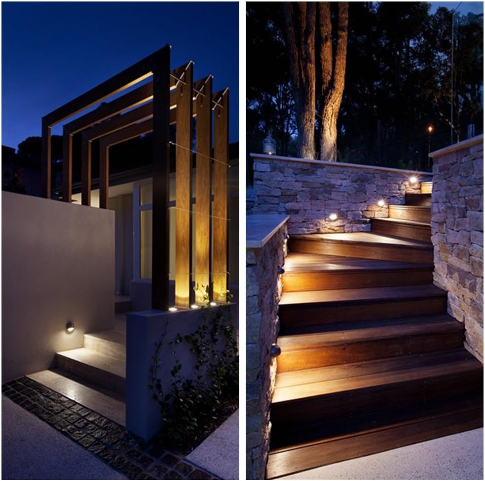 LED Deck Lights Kit, Pack of 20 Low Voltage LED Step Stair Lights, Φ1.97 Outdoor Garden Yard Decoration Lamp Recessed Landscape Pathway Step Stair Warm White LED Lighting, Black