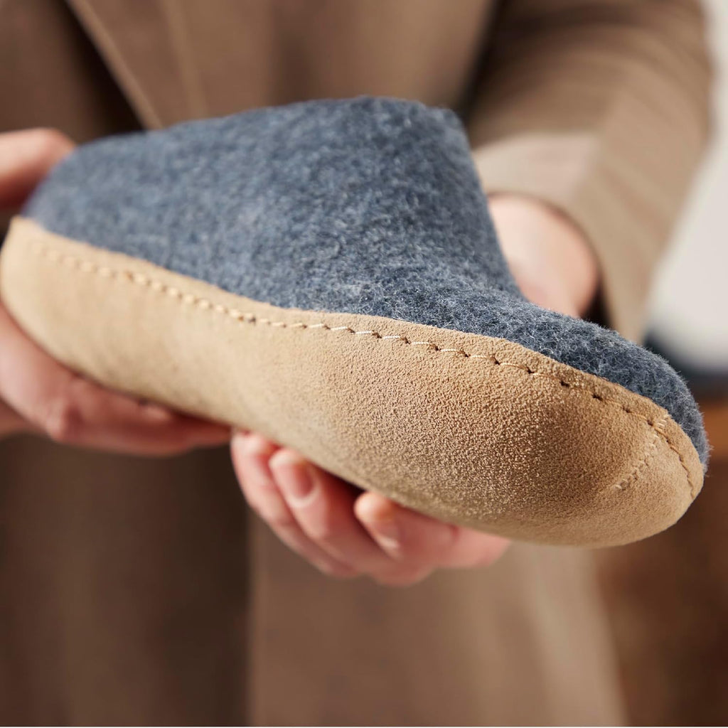Glerups 100% quality wool mix Slipper with leather sole - Unisex Slip-on