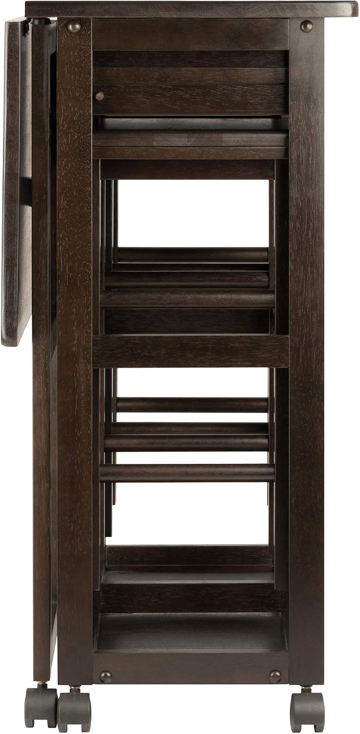 Winsome Suzanne Kitchen Table Set with Stools, 33' in Coffee, Convenient Sturdy Mobile Kitchen & Dining Room Table & Chairs with Storage for Small Spaces, Dorms, Apartments
