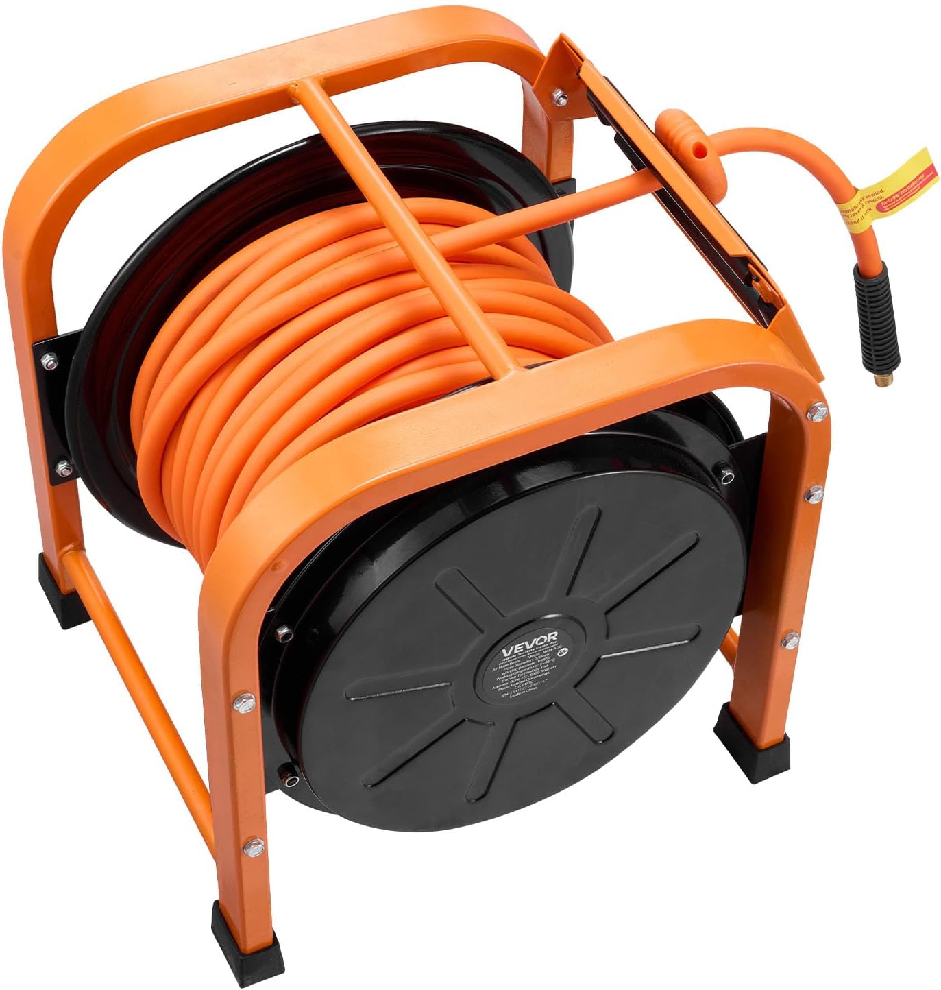 VEVOR Retractable Air Hose Reel, 3/8 Inch x 100 FT Hybrid Air Hose Max 300PSI, Auto Rewind Air-Compressor Hoses Reel with 5ft Lead in, Portable Freestanding Heavy Duty Steel Reel for Garages Workshops