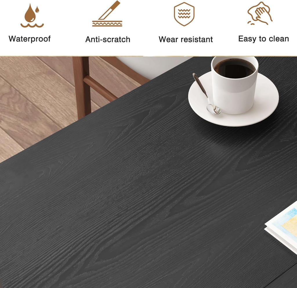 78 Inch Dining Table for 6 8 10, Modern Farmhouse Rectangular Kitchen Table, Dining Room Long Tables with Wood Strip Base for Kitchen Living Room (Black)