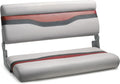Boat Bench Seat for Fishing Boat, NORTHCAPTAIN Double Folding Boat Seat 2 Person with Marine-Grade Vinyl and PE Frame, Padded Cushion for Bass Boat Jon Boat Pontoon,Light Grey/Charcoal/Wine Red
