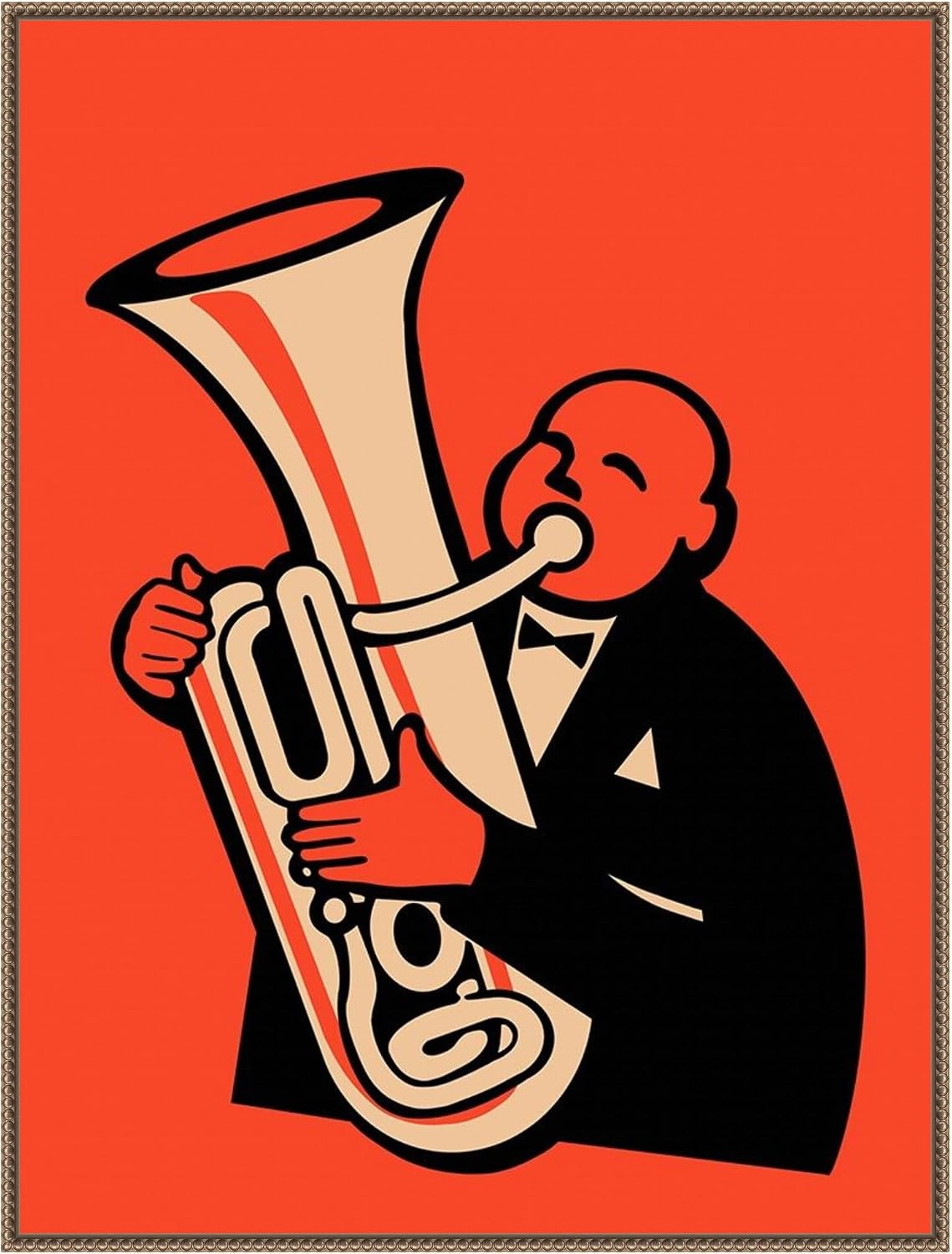 Amanti Art Framed Canvas Wall Art 42x32 The Tuba by Mark Rogan, Framed Wall Art Canvas, Music Artwork, Traditional Decor, Oversize Poster Painting for Living Room, Bedroom, Bathroom, Kitchen, Office