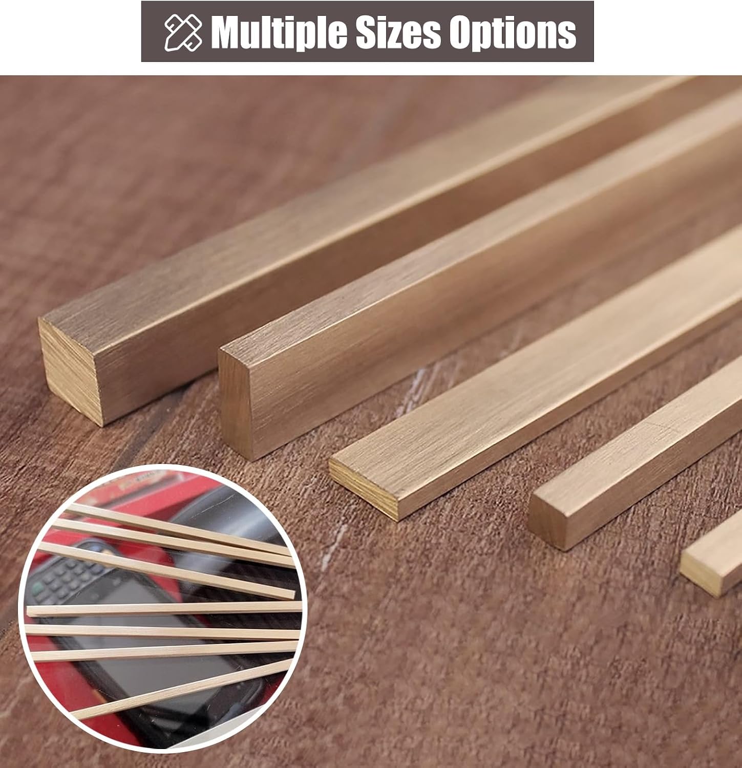 ZIMGOD Floor Transition Strip Brushed Brass Bar, Square/Rectangular Threshold Gap Strip, Tile to Wood Floor Seam Cover, Doorway Bedroom Bathroom Edge Trim(10x20mm (3/8' x6/8'))