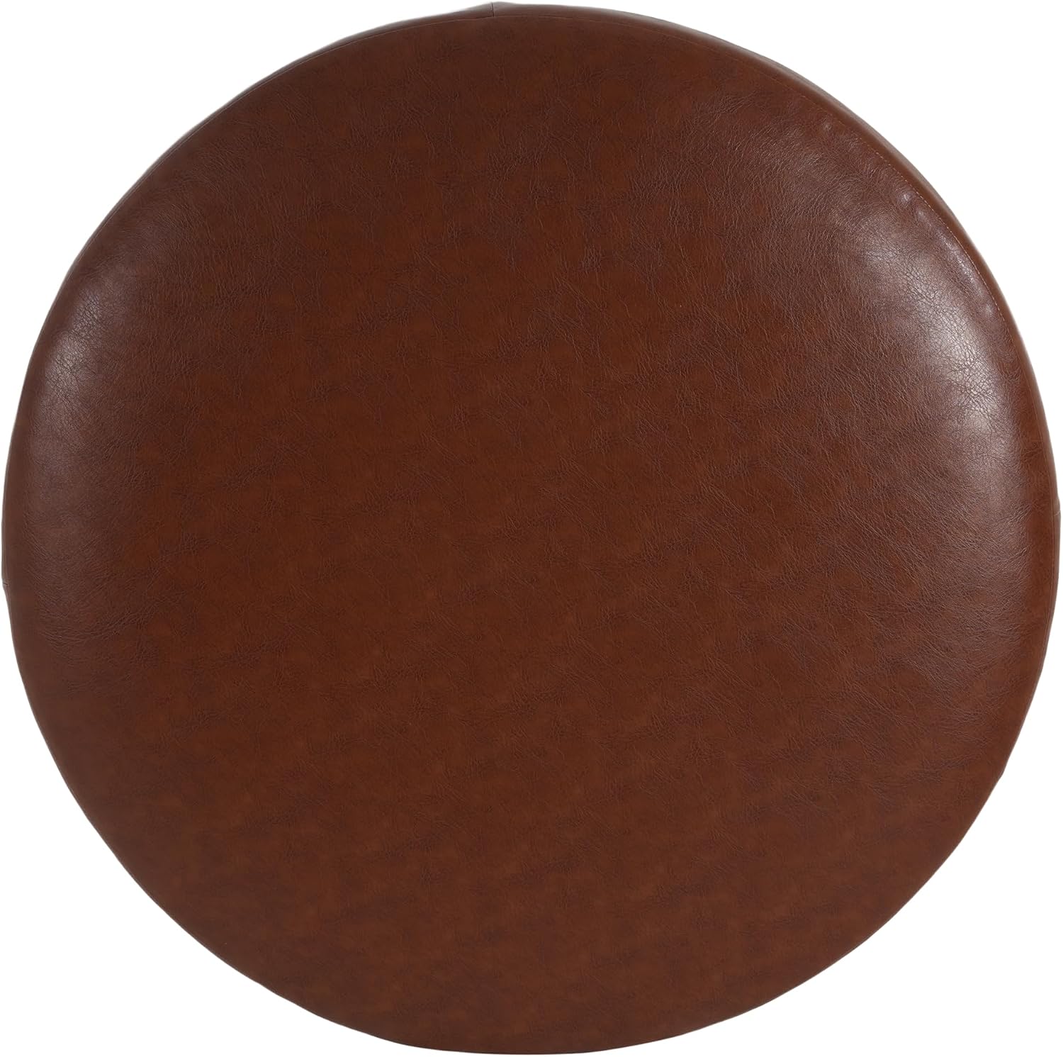 Christopher Knight Home GAVI 30' Ottoman Foot Stool, Faux Leather Pouf Footstool Ottoman Seat, Upholstered Foot Chair, Round Footrest, Modern Side Table for Living Room Bedroom Home Decor, Brown