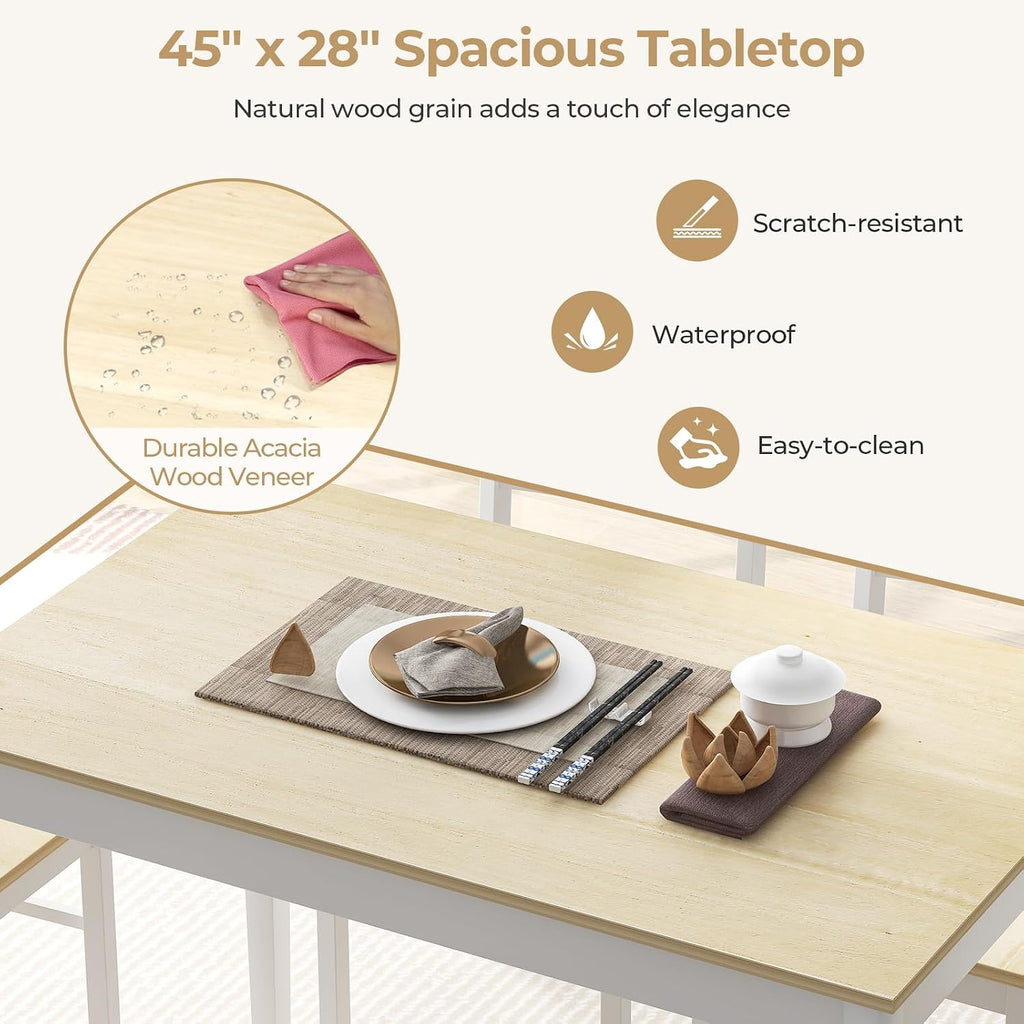 Giantex 5-Piece Dining Table Set for 4, 45' Rectangular Kitchen Table and Chairs Set with Solid Rubber Wood Legs, Space Saving Dinette Set for Small Space, Breakfast Nook, Restaurant (Beige)