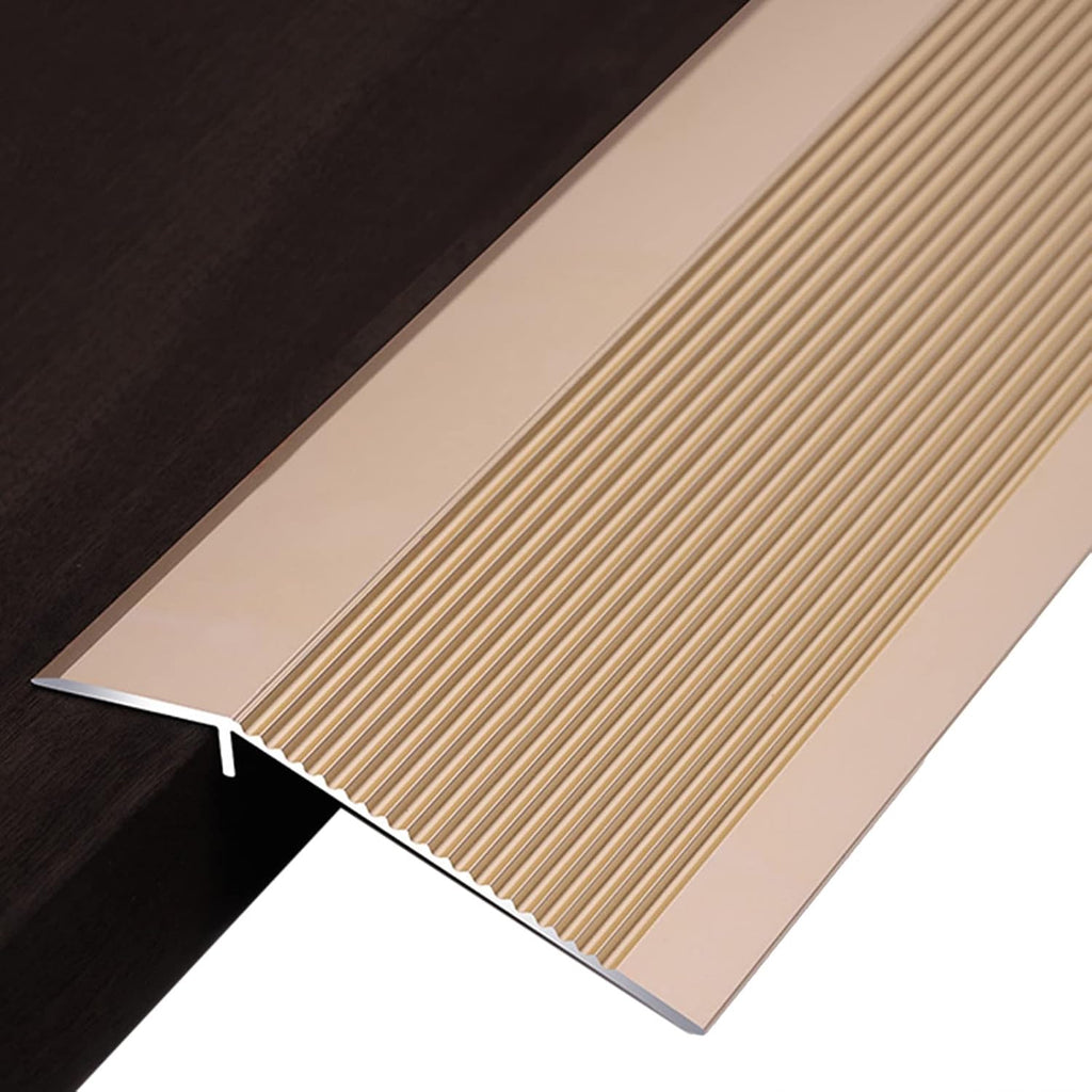 Doorway Uneven Floor Transition Strip, Gold Doorway Floor Transition Strip Uneven, 10cm/4in Wide Threshold Transition Strip for Wood to Tile/Laminate to Tile, Anti-Slip Flooring Edge Trim, Indoor Meta