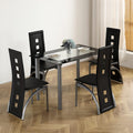 Karl home 5-Piece Dining Table Set with 1 Glass Dining Table and 4 PVC Chairs, Modern Dining Table Set for Kitchen & Breakfast Dining Living Room, Space Saving, Black
