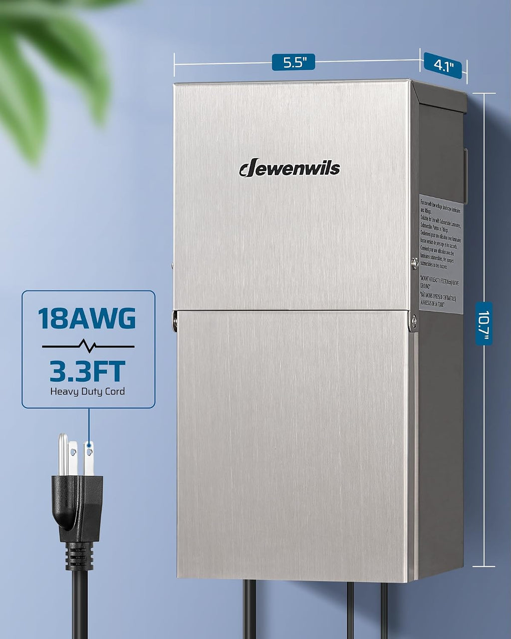 DEWENWILS 300W Low Voltage Landscape Transformer, Multi Zone, Low Voltage Transformer with Photocell Sensor & Timer, 120V to 12V/14V, Weatherproof for Deck Light, Pool Light, ETL Listed