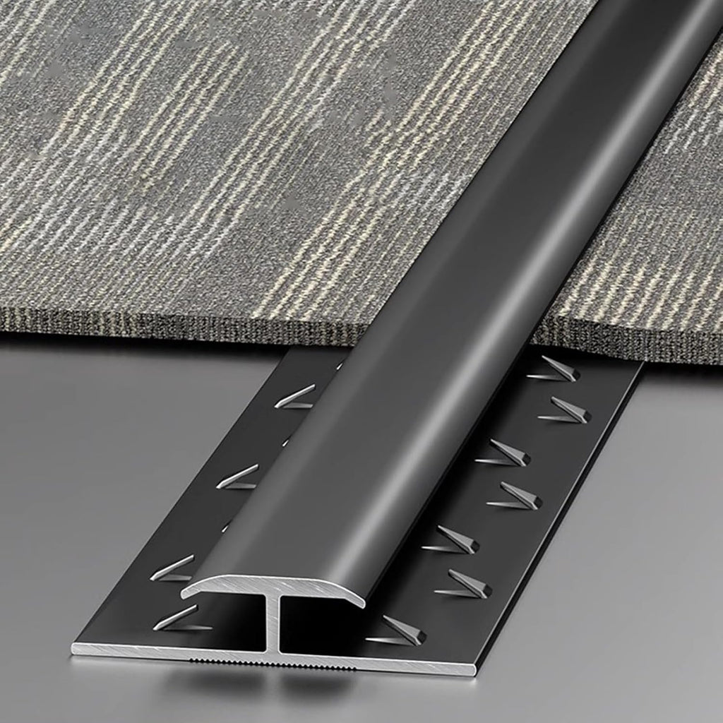 Floor Transition Strip Carpet Transition Tack Strip for Thresholds Edge Trim, Teeth Molding Thresholds Flap Bar for Doorways, Decorative Transitions Ramps Trim for Exterior(Black)