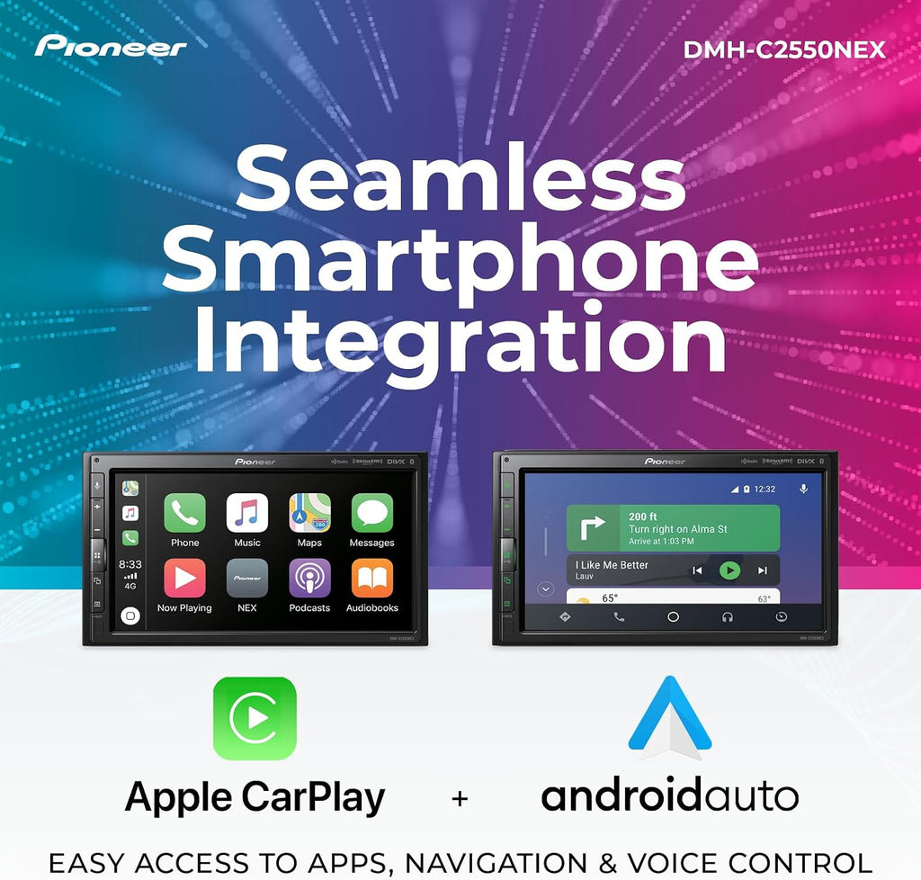 Pioneer DMH-C2550NEX 6.8' Capacitive Touchscreen, Modular Chassis – Wired Apple CarPlay & Android Auto, Amazon Alexa, Bluetooth, Backup Camera, FLAC, Short Chassis, Hi-Volt RCA
