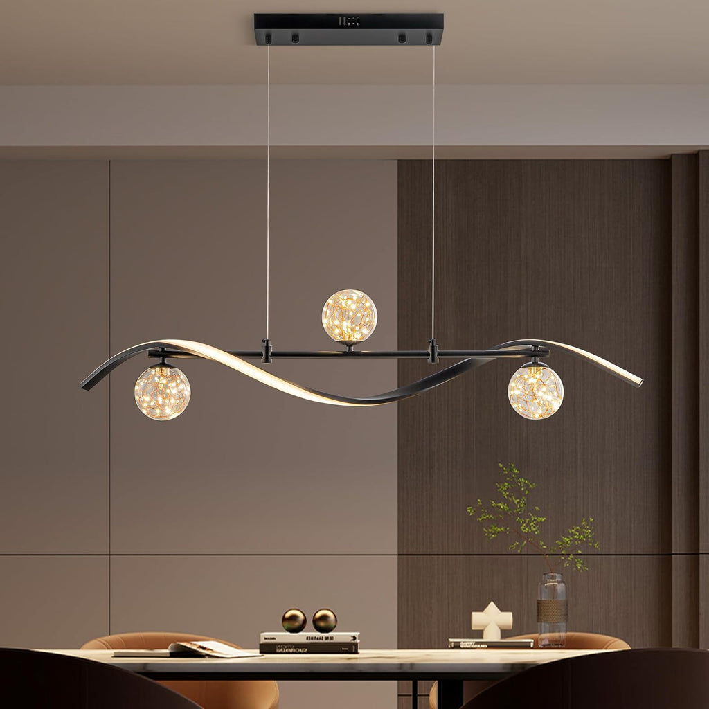 homary 40.2' Dimmable Kitchen Island Lighting, Black 4-Light Dining Room Light Fixture Over Table Linear LED Chandelier Island Lights for Kitchen