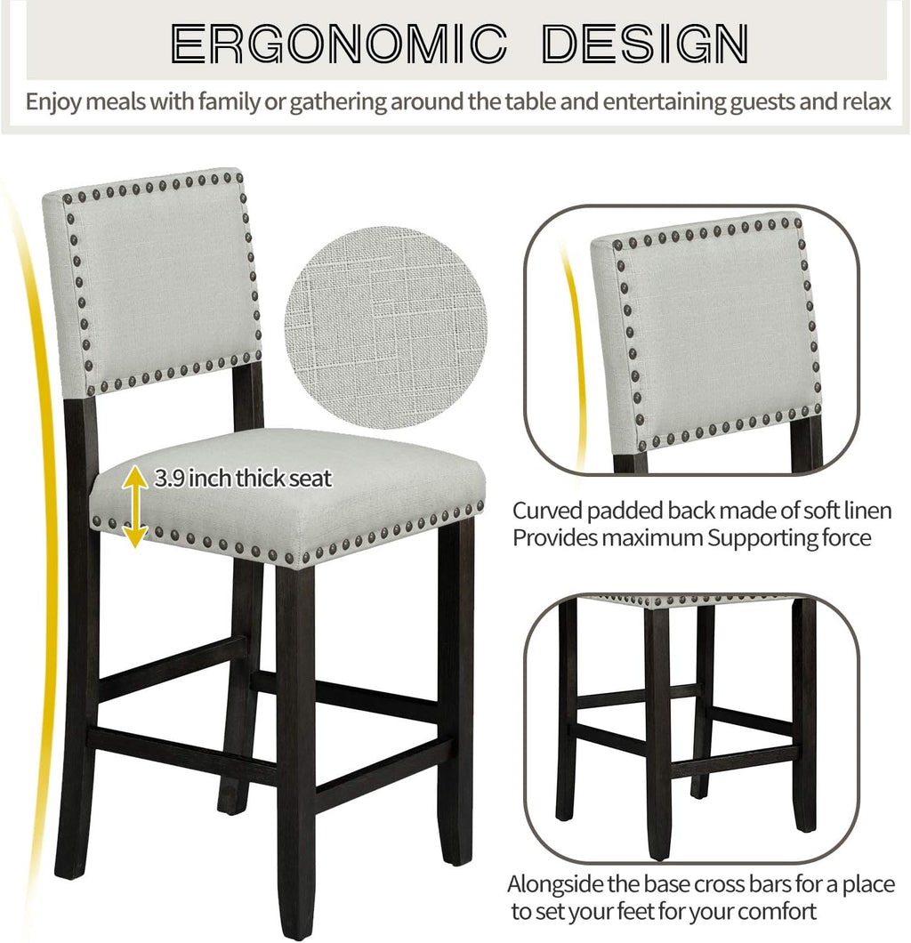 Merax 5 Piece Dining Table Set for 4,Counter Height Kitchen Table Set with One Rectangle Table and 4 Cushioned Chairs for 4 Persons Dining Room Table Set for Small Place
