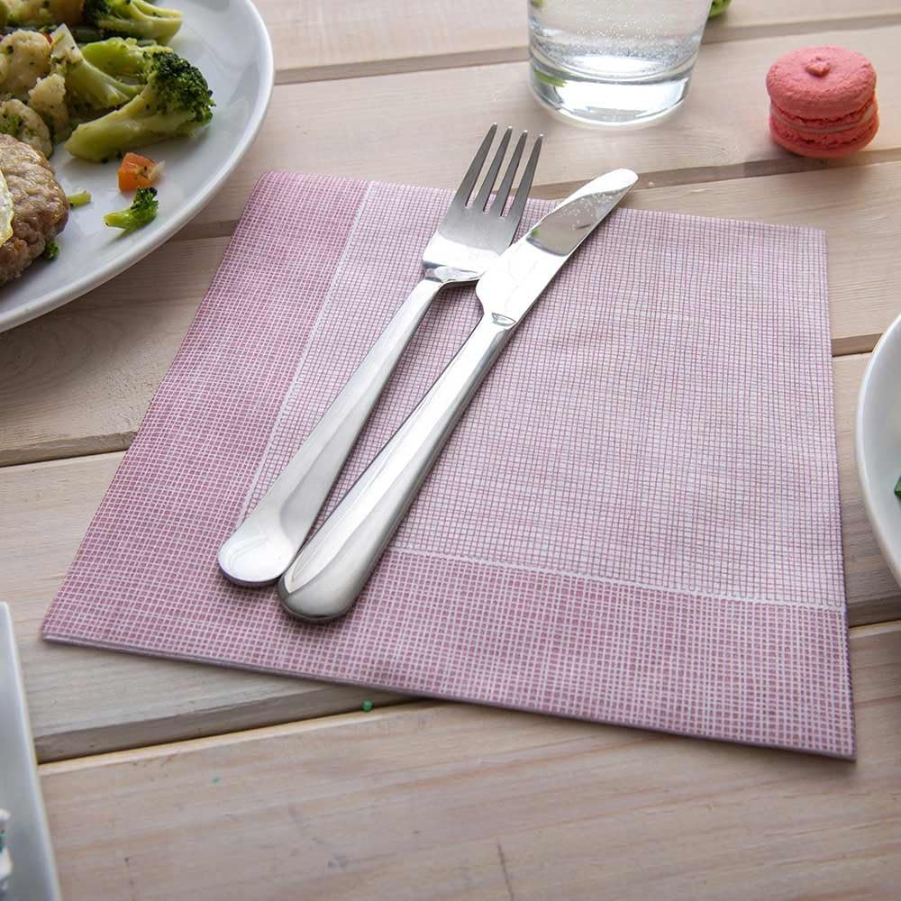 Restaurantware Luxenap 15.8 x 15.8 Inch Linen-Feel Napkins 600 airlaid Disposable Napkins - Sustainable Durable White Paper Square Paper Napkins With Burgundy Threads For All Kinds Of Events