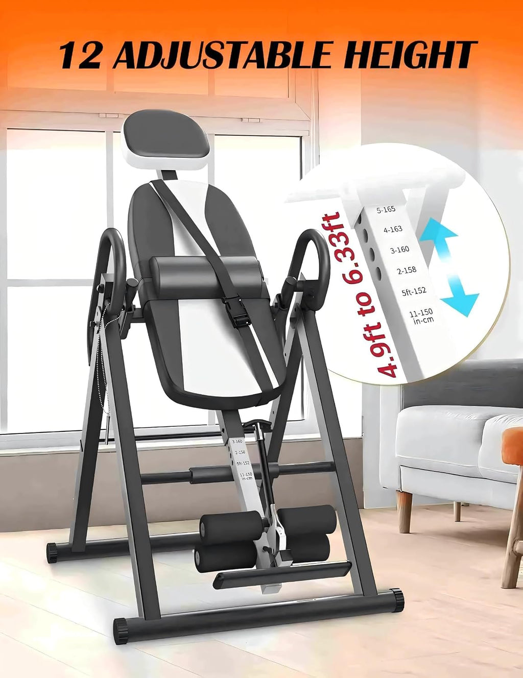 YOLEO Gravity Inversion Table for Back Pain Relief 2026 New Inversion Table w/Lumbar Support Easy to Assemble Back Stretcher Machine 300 lbs