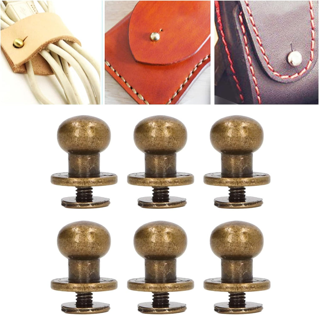 Monk Rivet High Gloss Smoother, Leather Copper Rivet Fastener, 200 Sets Chicago Screws Assortment Set for DIY Clothing Bags, Exquisite Workmanship Metal Nail Rivet Studs with Pure (Bronze)
