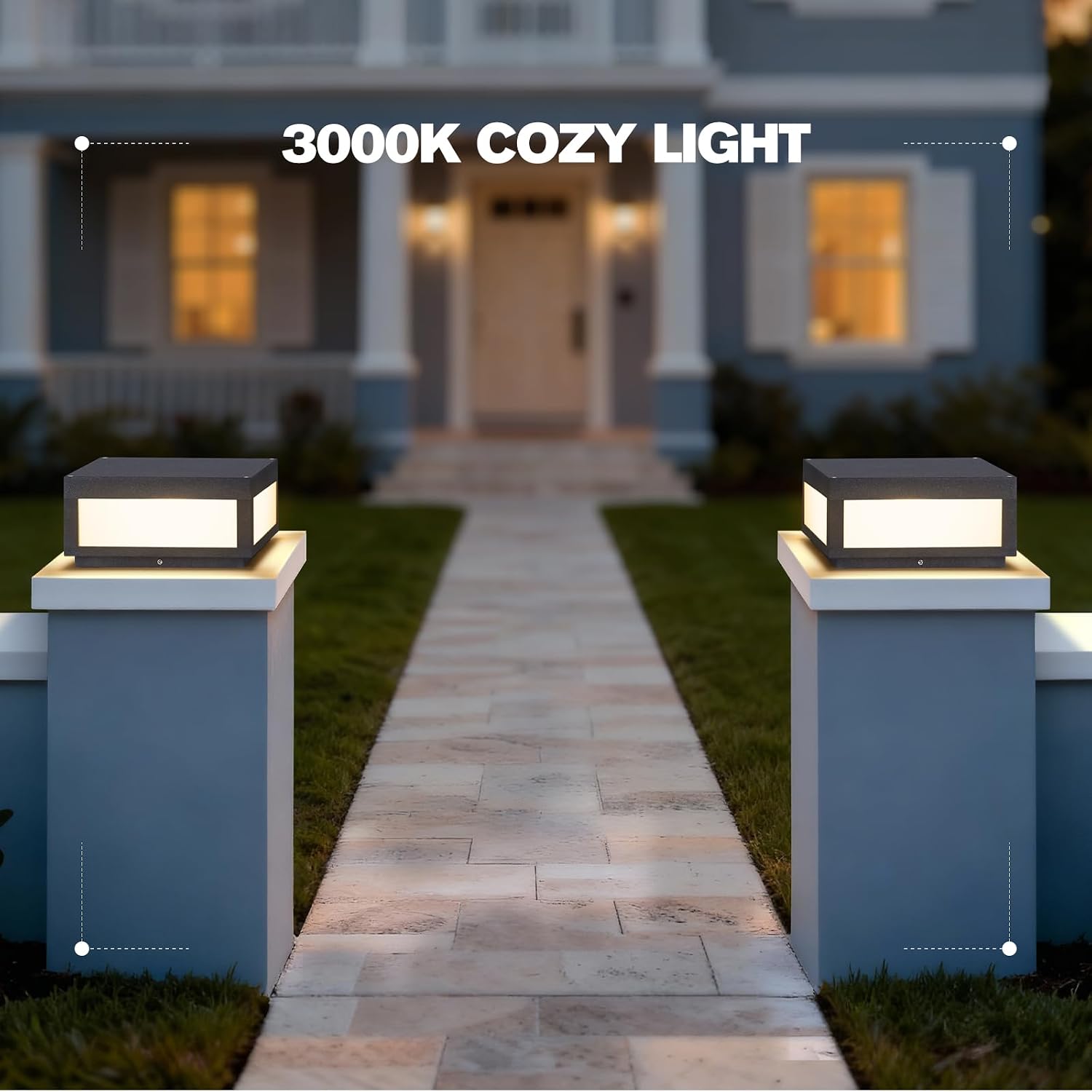 12' Outdoor Post Lights Hard Wired, 3000K LED Outdoor Pillar Column Lights, IP54 Waterproof Lamp Post Light Fixture for Posts Outside Deck Patio Garden Yard, E26 Bulb Compatible Lighting