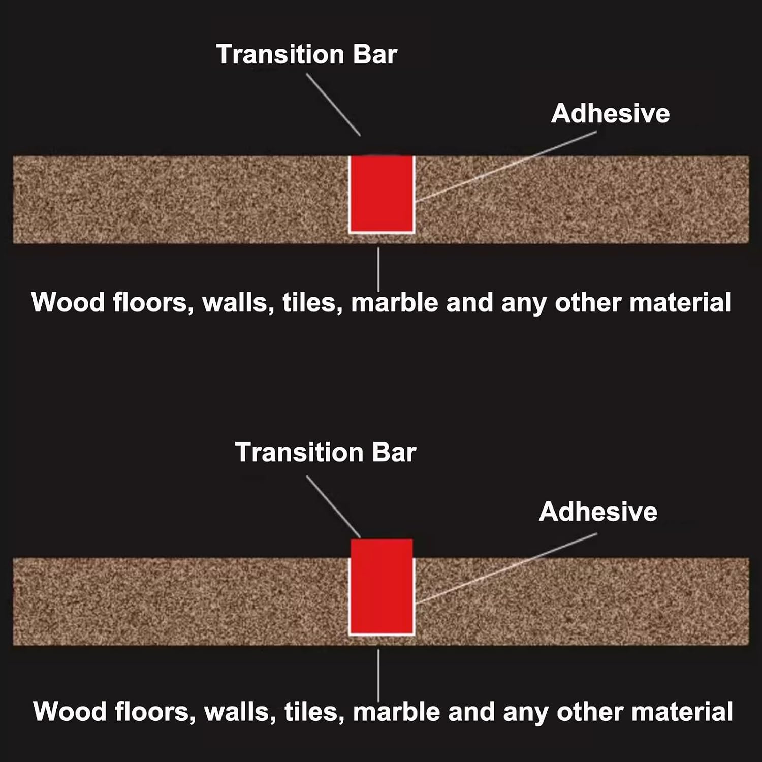 Floor Transition Strip Brushed Brass Edge Strip for Doorway, Solid Metal Gap Bar for Tile/Wood, Rectangle Threshold Seam Ramp