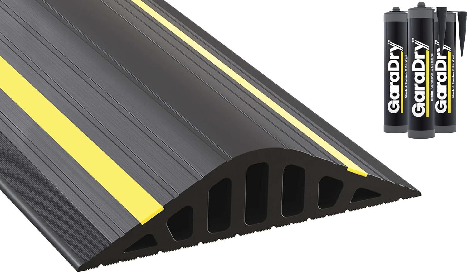 2' High Garage Door Flood Barrier Threshold Seal Kit 'GARADAM' (16'3') | Flexible PVC | Complete Kit Includes 3 Adhesives | GaraDry