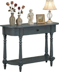 LKTART Solid Wood Corner-Curved Console Table,Farmhouse Small Entryway Sofa Table with Drawer & Open Shelf for Living Room,Hallway,Foyer(Navy 36')