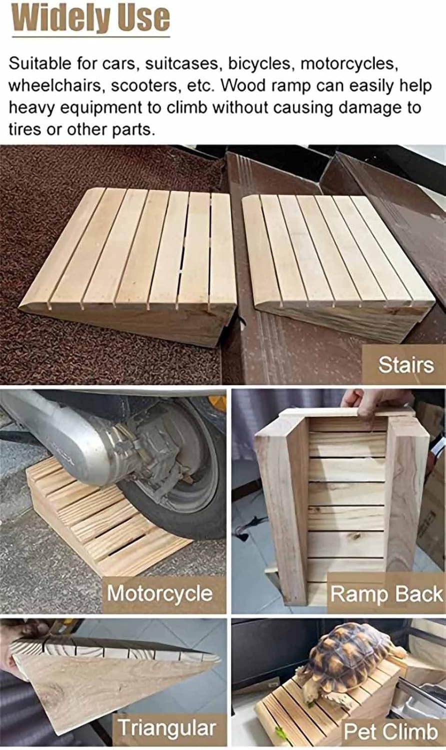 JYDQM Wheelchair Ramp Portable Wooden Threshold Ramps for Doorways, Pets/Kids/Elderly/Disabled Entryway Ramp Wheelchair Ramp 3/4/5/6 Inch Rise, Non Slip Curb Ramp(Size:30.8 x 30 x 11cm)