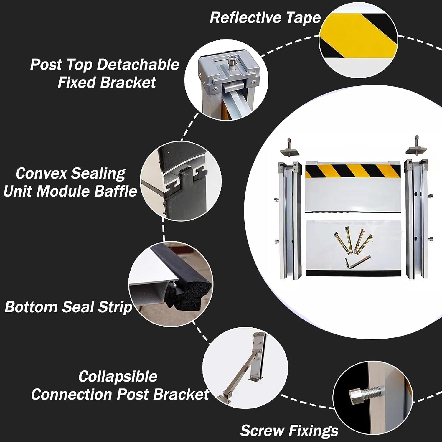 Outside Flood Barriers Shield for Driveway/Garden/Front Doors, Reusable Garage Door Anti-flood Wall Threshold Kit, Detachable Aluminum Baffle Temporary Dams, 3ft 5ft 8ft 10ft 17feet 20ft Long(Color:H