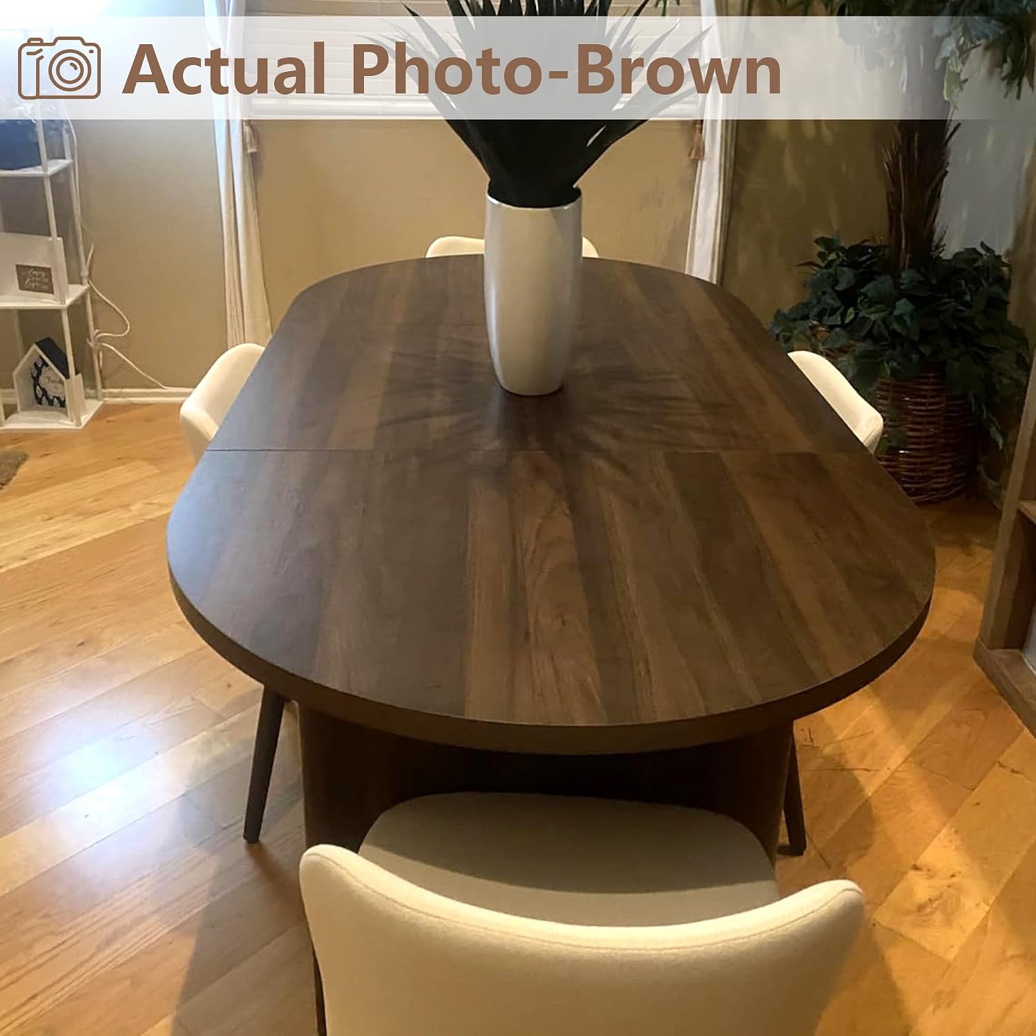 GarveeHome Oval Dining Table for 6-8 People, Long Large Kitchen Table with Thick Sturdy Wooden Base, Farmhouse Dining Room Table for for Kitchen, Living Room, Office (70.87' Long,Brown)