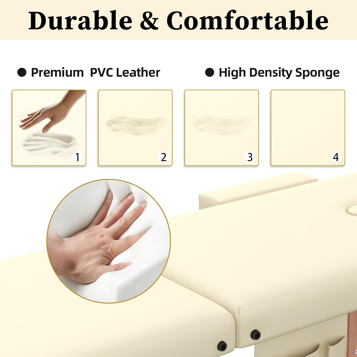 civama Massage Table Massage Bed Portable, 29 LBs Light Weight Foldable Tattoo Facial Care Spa Lash Bed Aluminum Frame with Accessories Carrying Bag, Beige