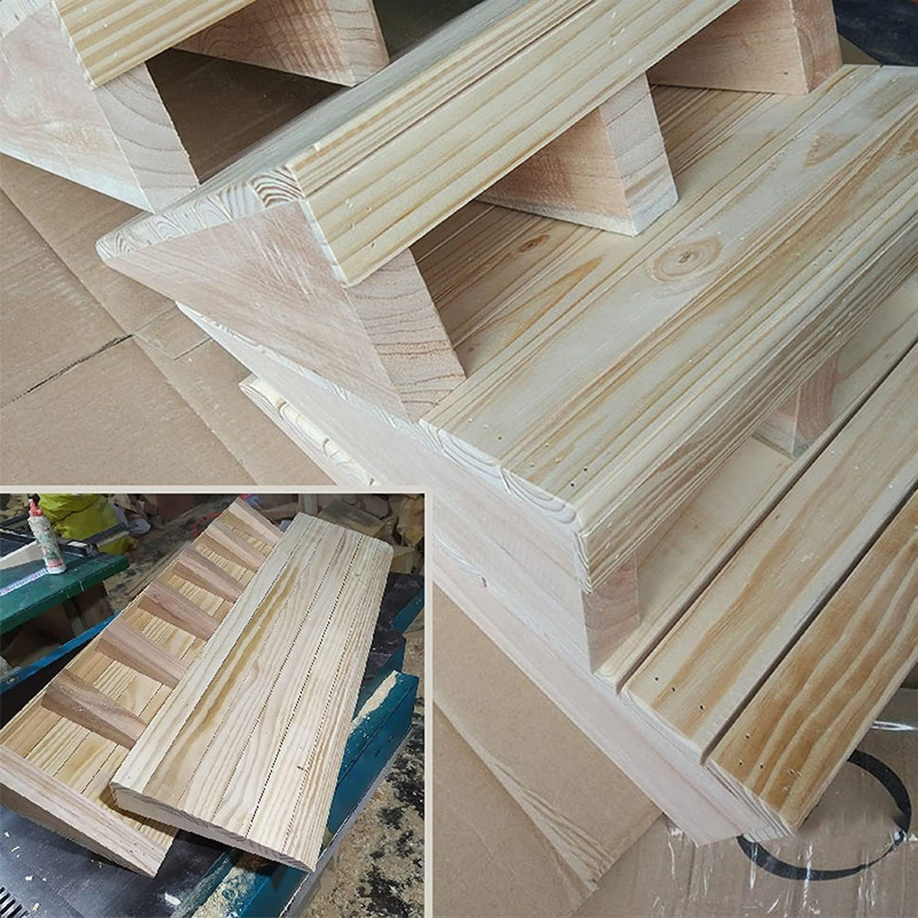 Wooden Threshold Ramps for Doorways, Portable Non-Skid Curb Ramp for Move Wheelchair/Bike/Scooter(12cm Tall)