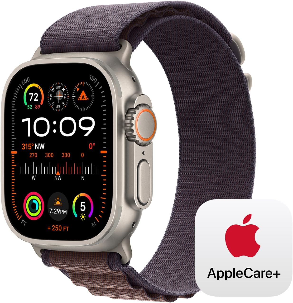Apple Watch Ultra 2 [GPS + Cellular 49mm] Smartwatch with Rugged Titanium Case & Indigo Alpine Loop Medium. Fitness Tracker, Precision GPS, Action Button, Carbon Neutral With AppleCare+ (2 Years)